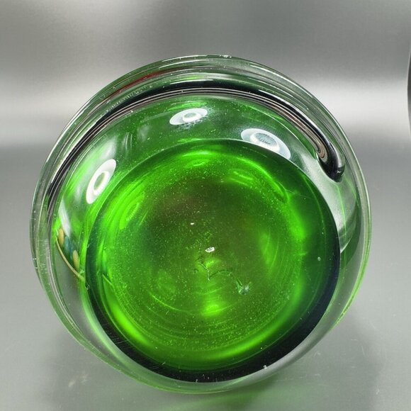 Heavy Hand Blown Glass Pitcher Vase Carafe Multicolor Applied Swirl Glass Decor - Picture 9 of 16